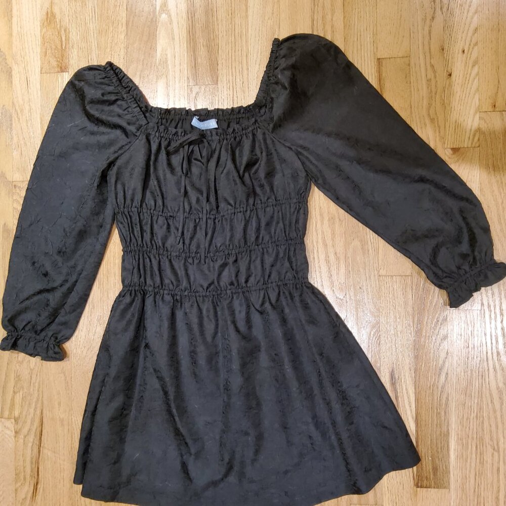 NWOT .Hill House Josephine nap dress - black mini dress with puff sleeves Size S